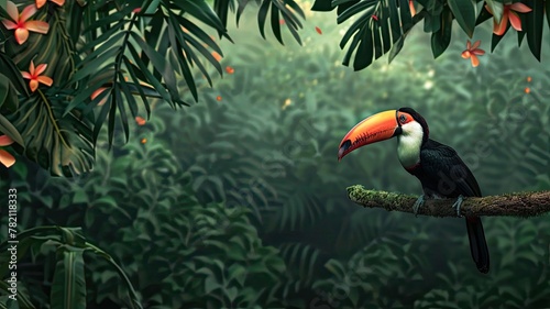 toucan on a branch in a jungle