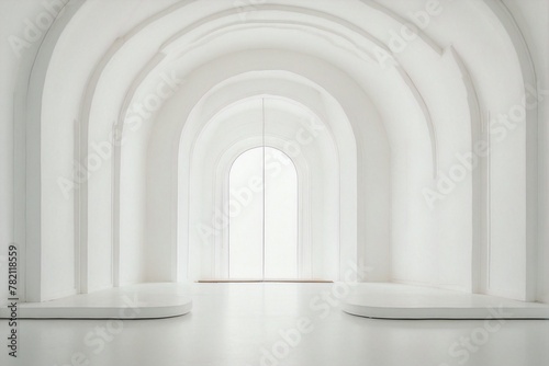 Empty Room with White Walls and Arches © alexx_60