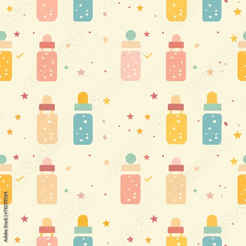 Pastel Baby Bottle Seamless Pattern