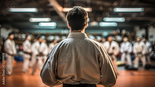 Martial Arts Instructor Demonstrating Move in Dojo