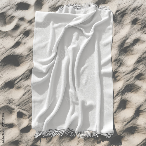 Flat Lay Beach Towel Mockup on Blank White Background