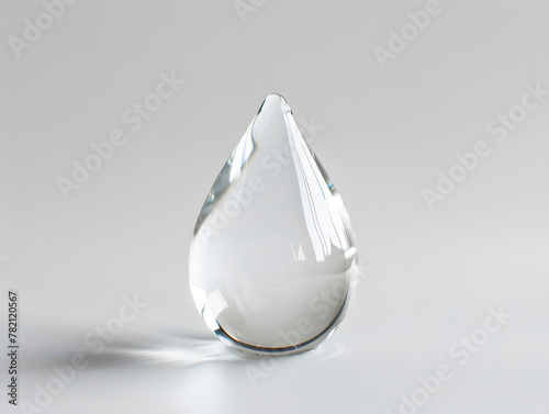 Realistic transparent water drop isolated on white background