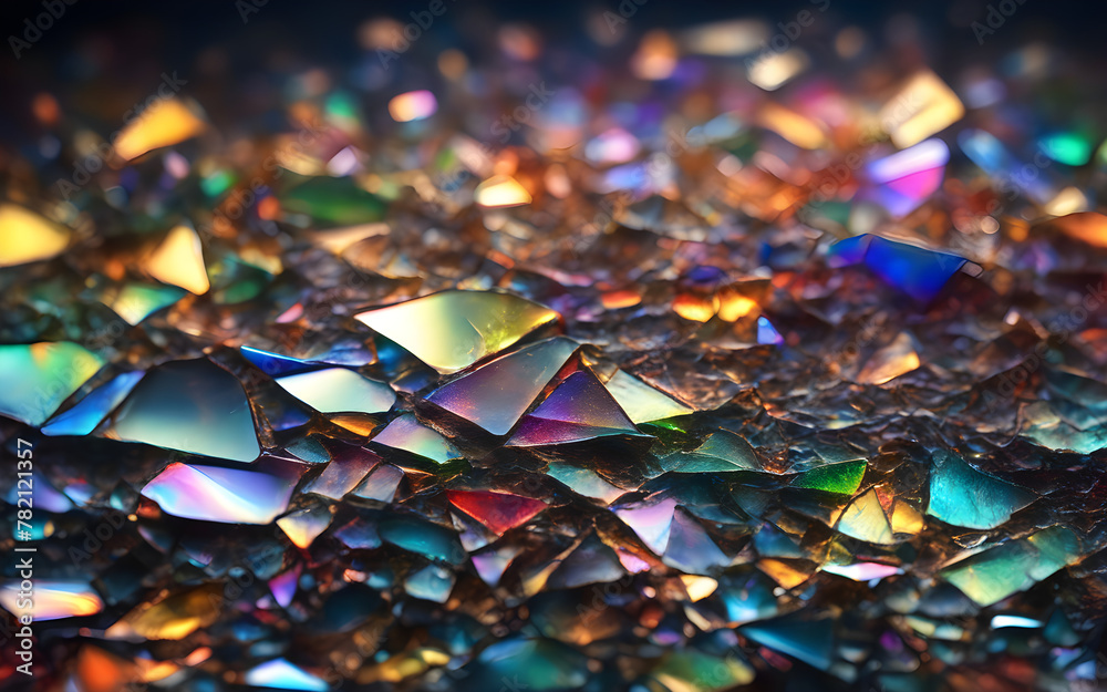 Shattered glass texture with rainbow light refraction, chaotic pattern ...