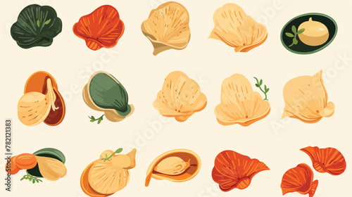 Shells pasta vector chalk icon. Dough seashells. Tr