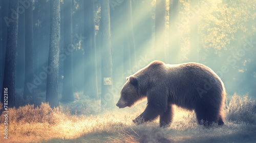 Urso pardo na floresta visto de lado - Ilustração photo