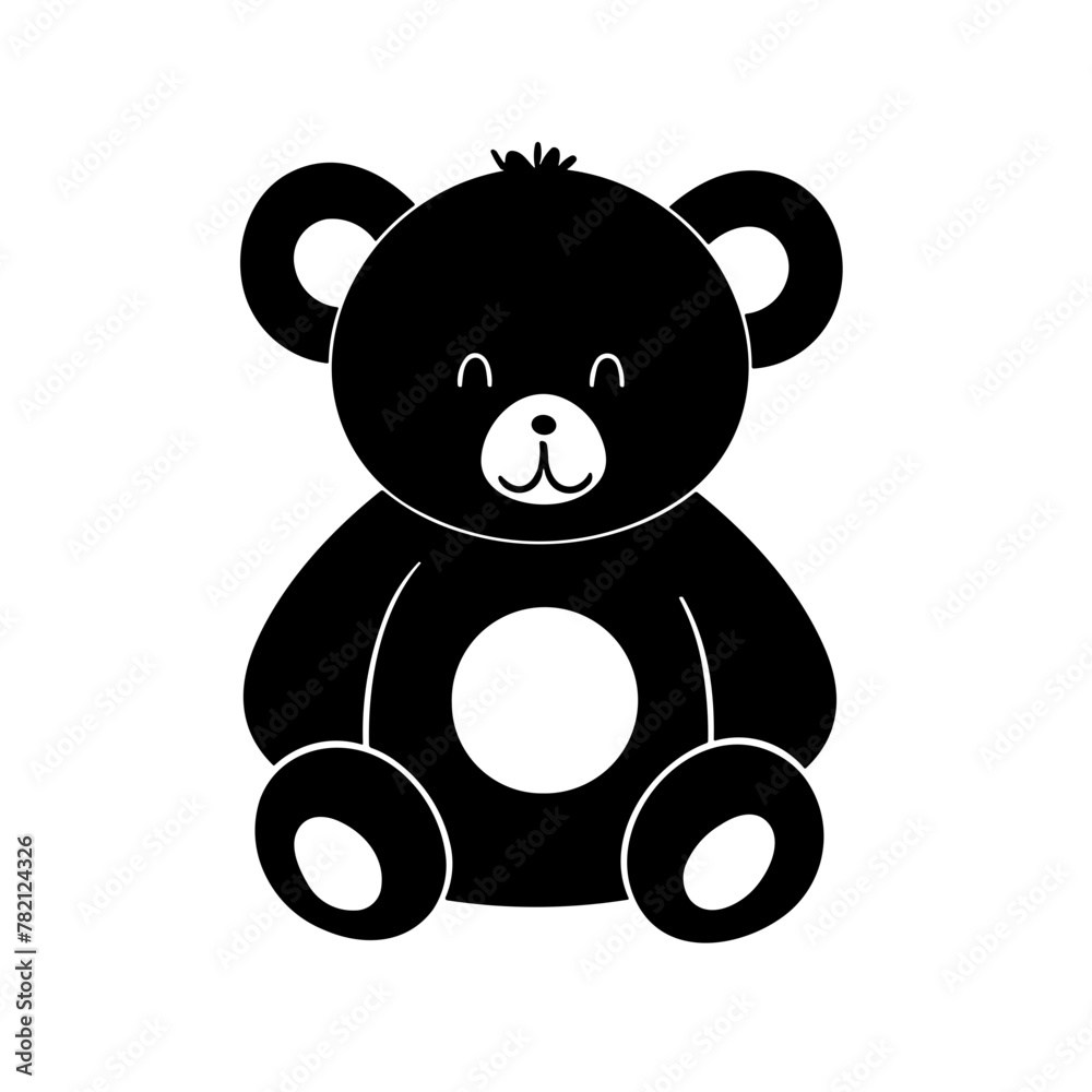 Obraz premium Simple teddy bear isolated black icon.