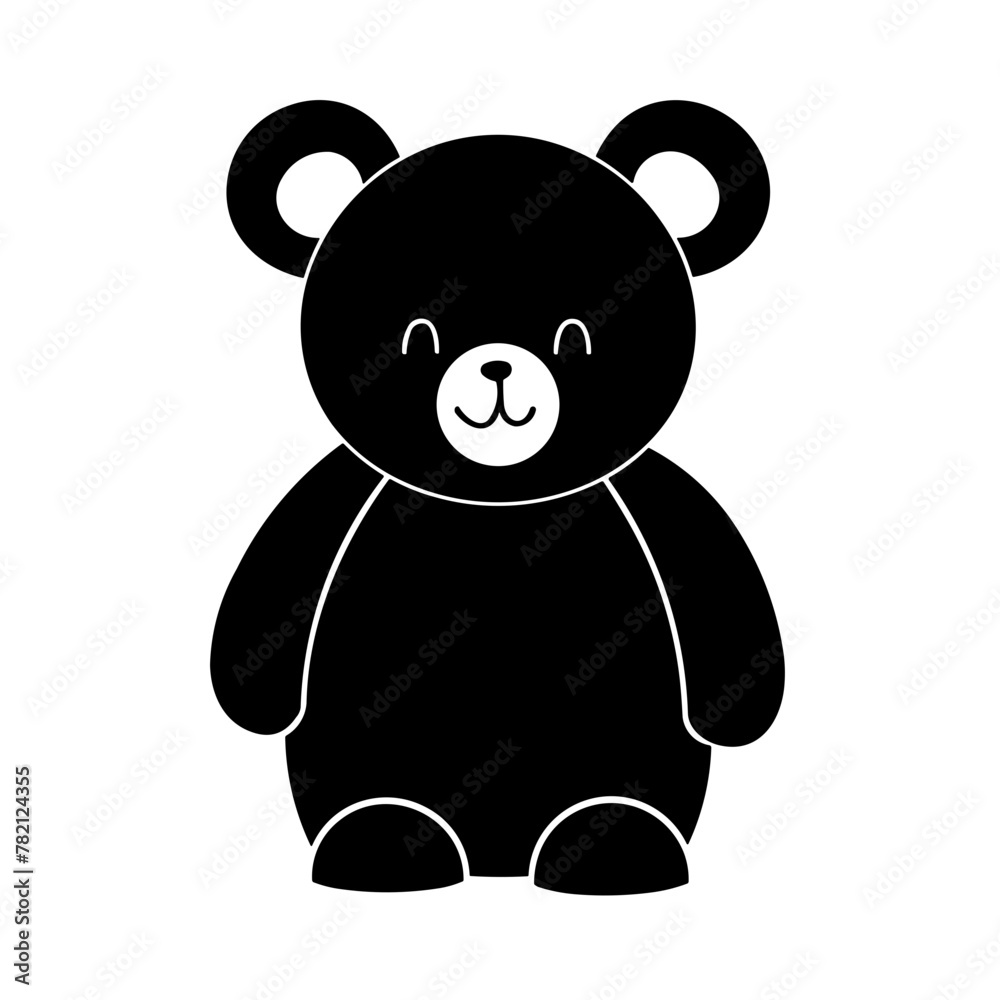 Naklejka premium Simple teddy bear isolated black icon.