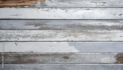 Rustic  weathered wooden planks texture with peeling paint in shades of white and silver. aligned horizontally.