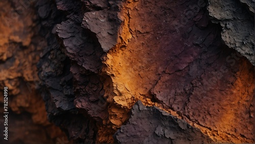 deep plum to burnt orange gradient color rough grunge rock texture close-up background from Generative AI