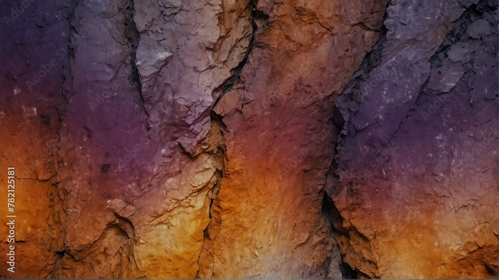 lilac purple to amber orange gradient color rough grunge rock texture close-up background from Generative AI