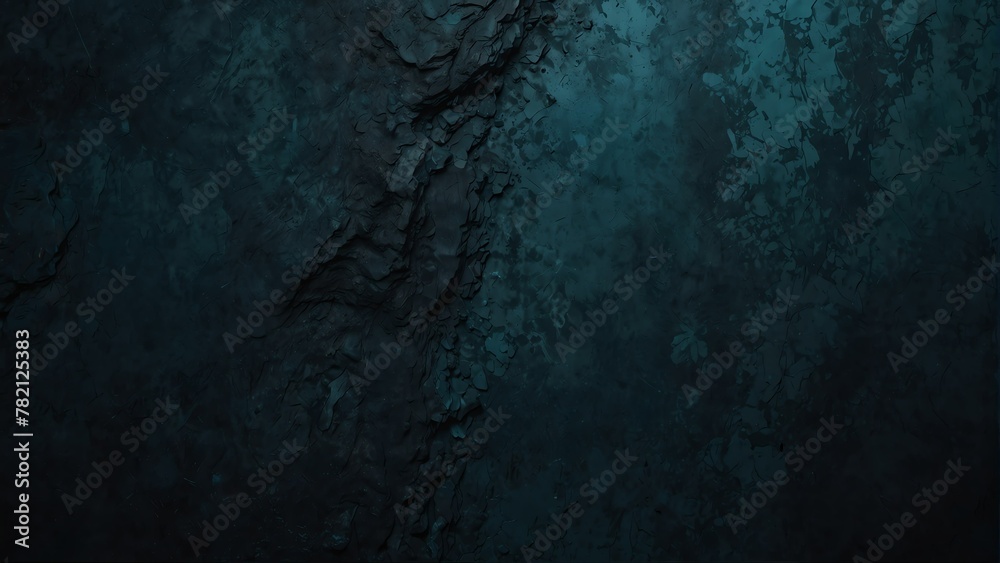 navy blue to dark teal gradient color rough grunge rock texture close-up background from Generative AI