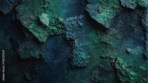 sapphire blue to mint green gradient color rough grunge rock texture close-up background from Generative AI photo