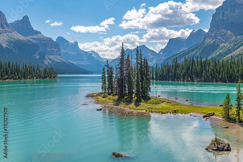 Spirit Island and Maligne Lake, Jasper national park, Canada.