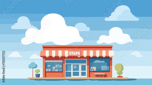 Fototapeta Naklejka Na Ścianę i Meble -  Shops and stores icon in flat design vector with sk