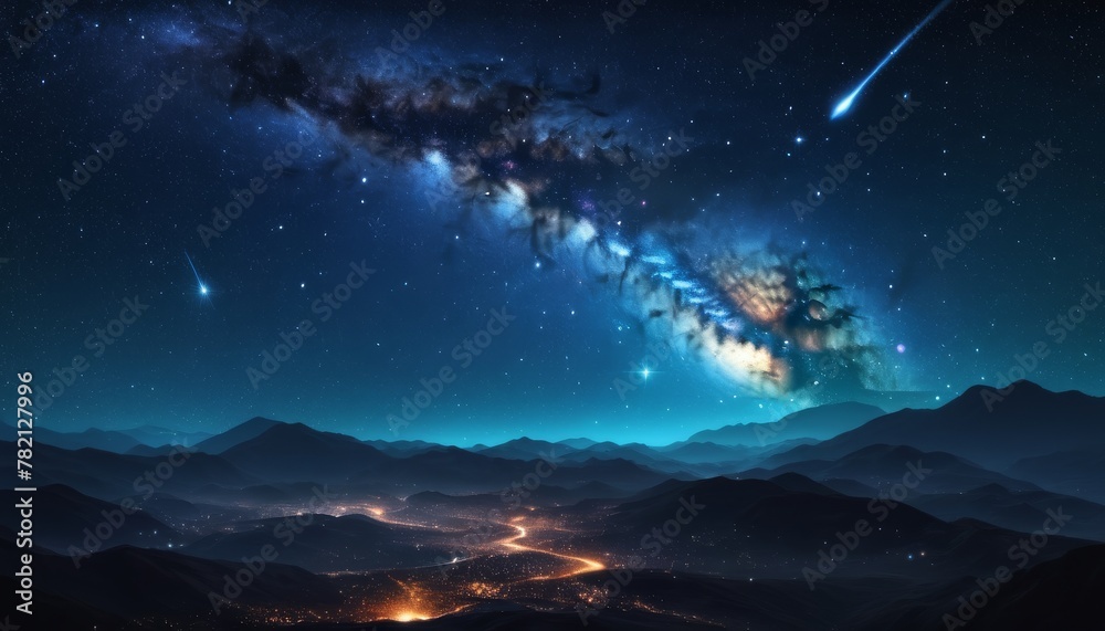 Night sky Universe filled with stars, nebula and galaxy