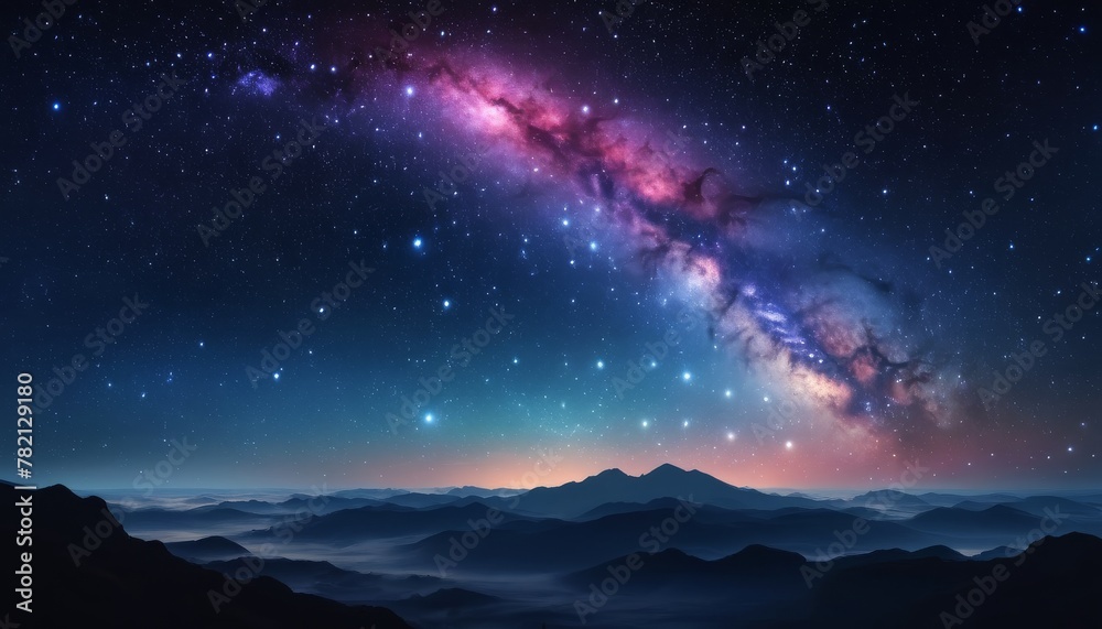 Fototapeta premium Night sky Universe filled with stars, nebula and galaxy