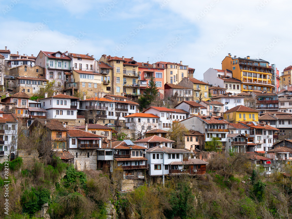 Colourful houses in Veliko Tarnovo, Bulgaria on a bright morning - Landscape shot