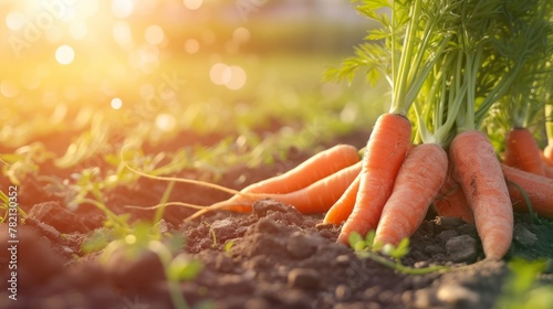 Growing carrot harvest and producing vegetables cultivation. Concept of small eco green business organic farming gardening and healthy food