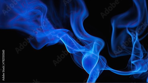 Beautiful blue smoke on a black background.