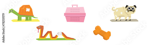 Pet Cure and Medical Treatment with Animal at Veterinary Vector Set