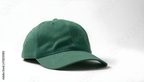 Green baseball cap on a white background, a concept without a logo for use in advertising your brand.