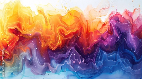 Layers of colorful ink blending together on a canvas