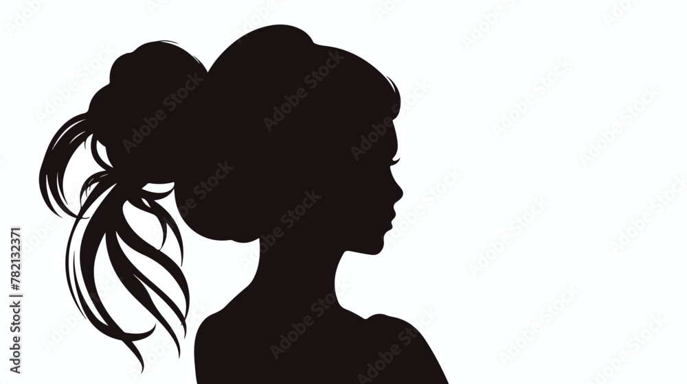 Silhouette of a women in wedding hairstyle vector i