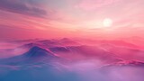 3D Minimalist Abstract Sunset Background with Foggy Wind Ambiance AI Image