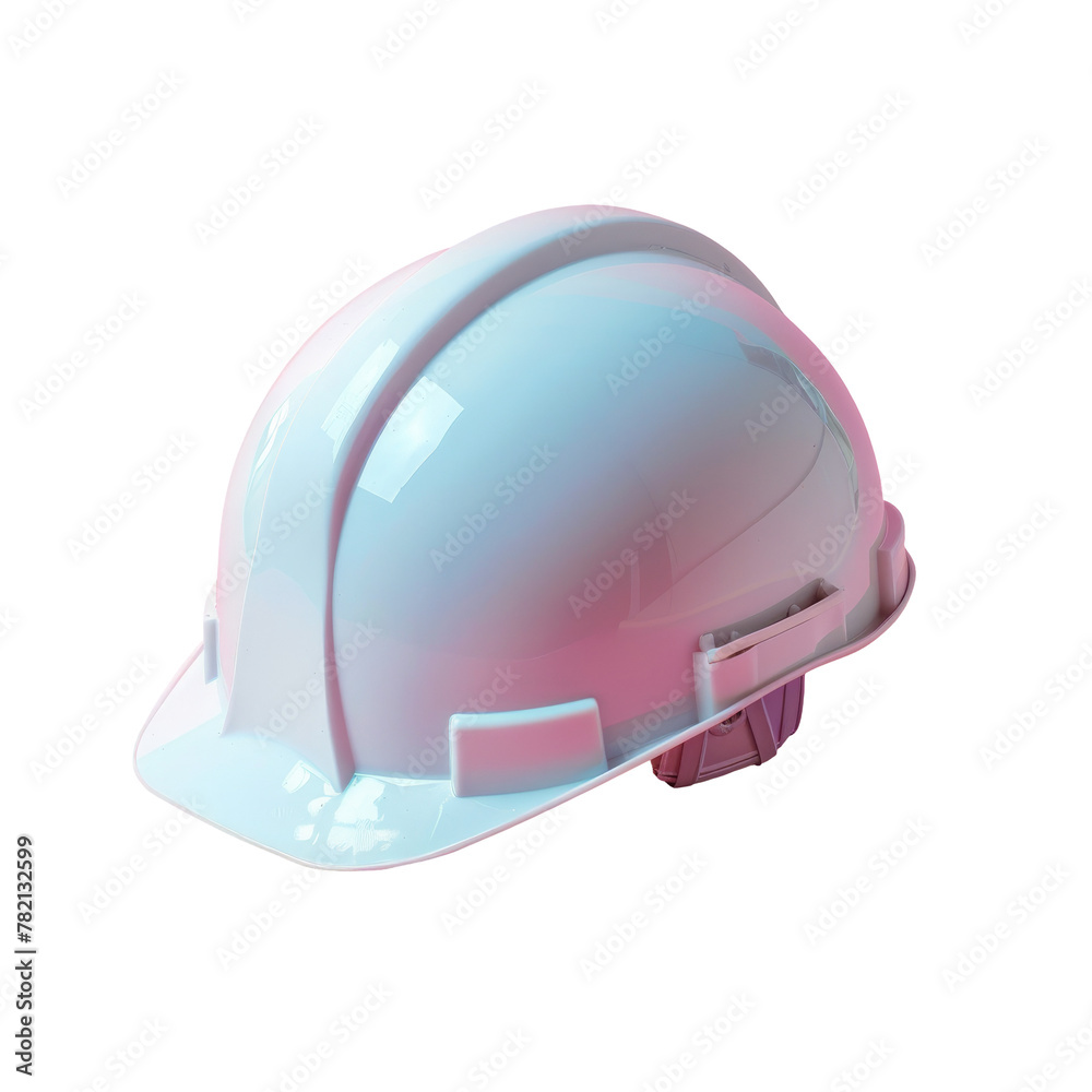 Fototapeta premium Close up of hard hat with pink and blue background