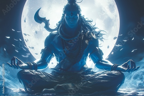 A cinematic photo of lord shiva meditating