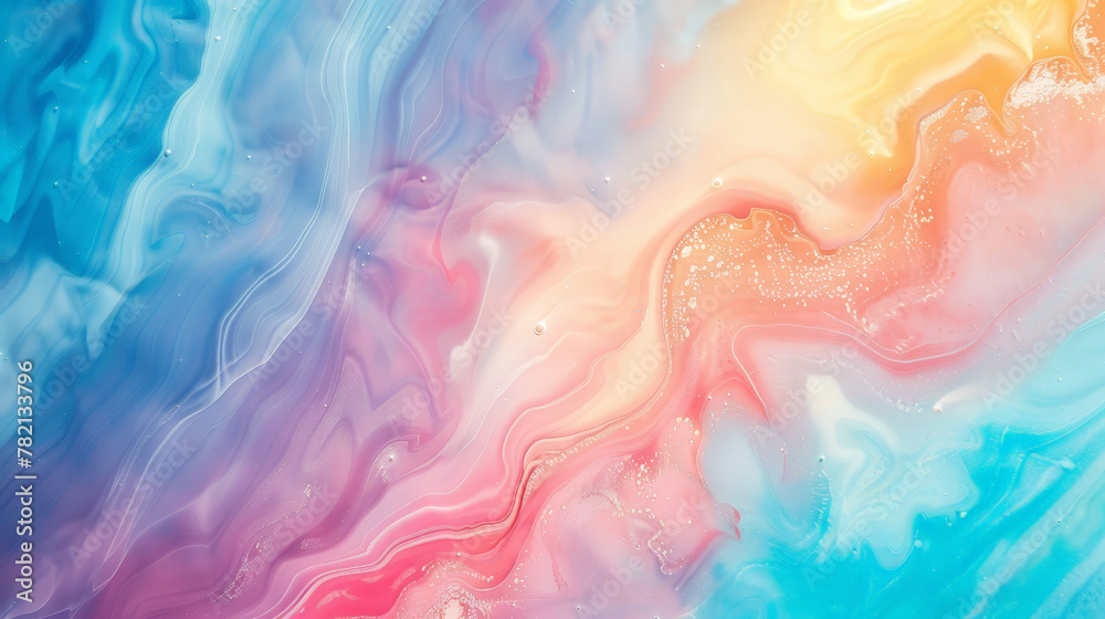 A colorful swirl of paint with a blue and pink hue A colorful swirl of paint with a blue and pink hue