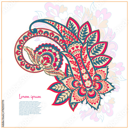 Damask paisley isolated vector floral ornament