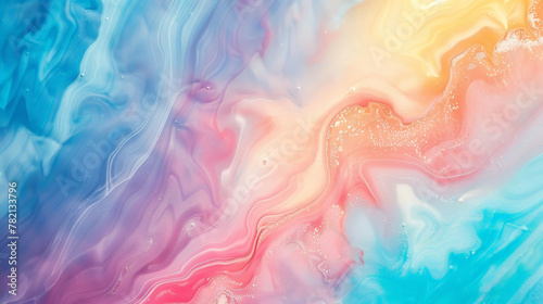 A colorful swirl of paint with a blue and pink hue