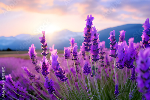 lavender field at sunset, Generative AI © 종환 문