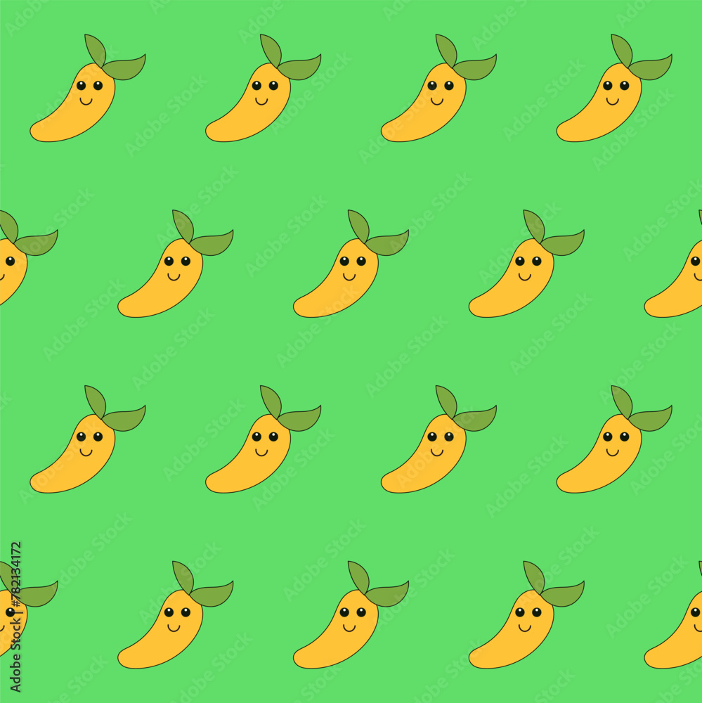 Funny Cute Mango Fruit Seamless Pattern Background. Kawaii Bright Cartoon Character Happy Birthday Wallpaper, Wrapping, Digital Paper Print. Kid Textile fabric Fashion Style. Bold Vivid Color Swatch Funny Cute Mango Fruit Seamless Pattern Background. Kawaii Bright Cartoon Character Happy Birthday Wallpaper, Wrapping, Digital Paper Print. Kid Textile fabric Fashion Style. Bold Vivid Color Swatch