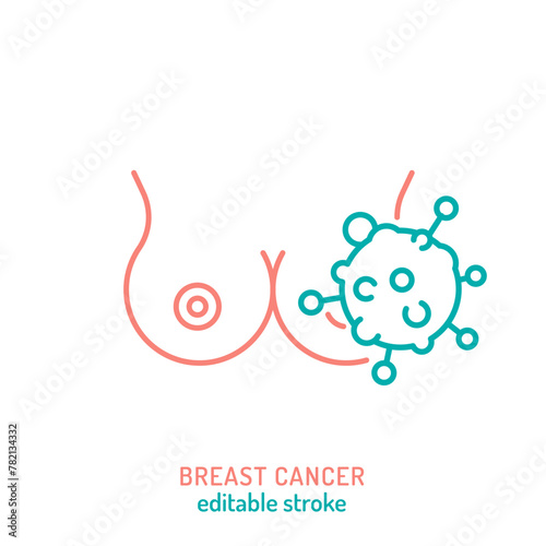 Breast carcinoma, adenocarcinoma outline icon. Malignant breast growth sign.