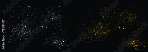 Vector stardust gold glitter particles texture effect confetti background. Vector isolated gold glitter confetti for festive design