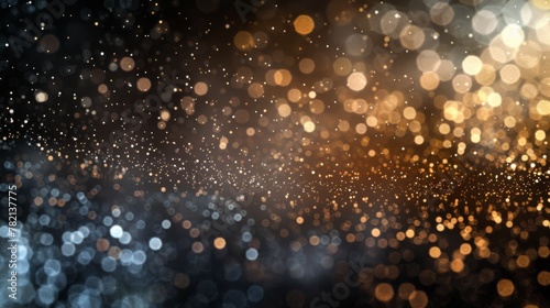 Abstract bokeh christmas lights and glitter with blue and orange tones, perfect for festive backgrounds. photo