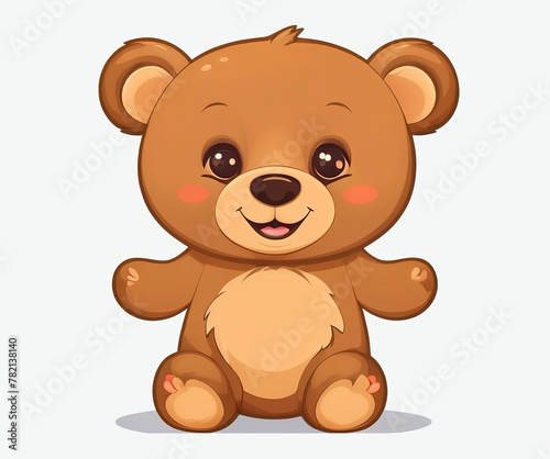 cute bear cartoon character isolated on white background.