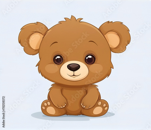 cartoon cute little bear, brown bear, wild animal, illustration vector isolated on white background.