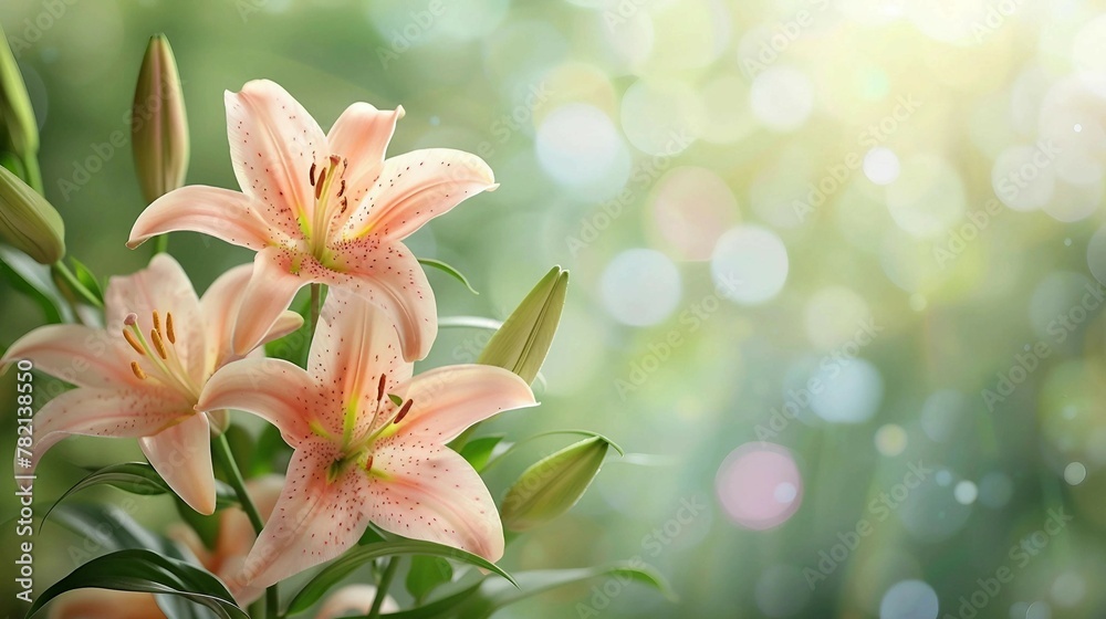 Nature background with lily flowers