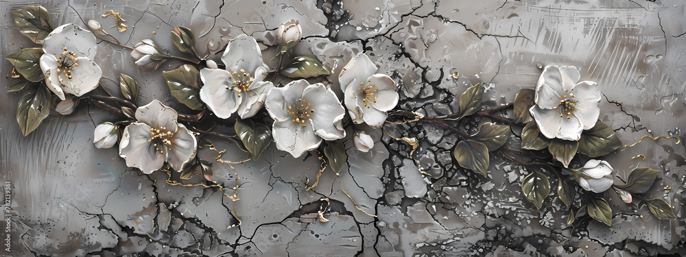 Fototapeta premium Growth Through Cracks: The Urban Bloom
