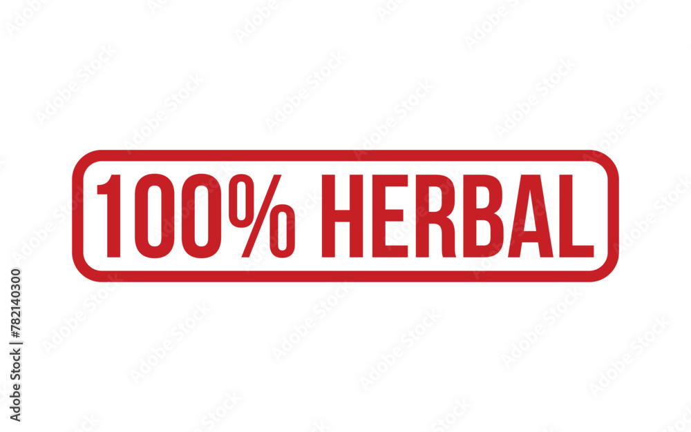 Fototapeta premium Red 100% Herbal Rubber Stamp Seal Vector