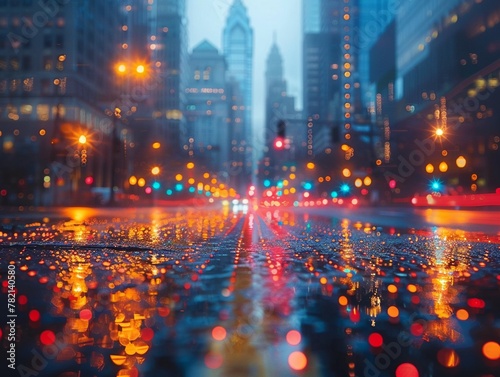 Philadelphia Pennsylvania skyline at dusk  city lights twinkling