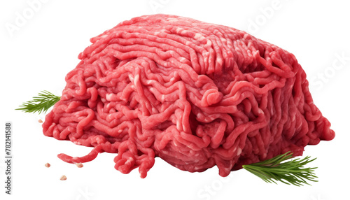 raw minced meat isolated on transparent background cutout