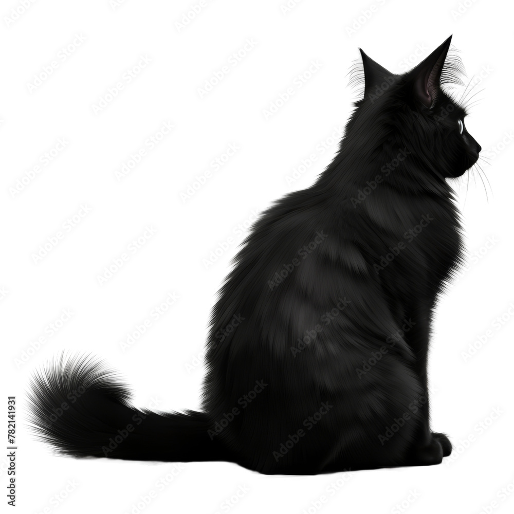 black cat back view isolated on transparent background cutout Stock ...