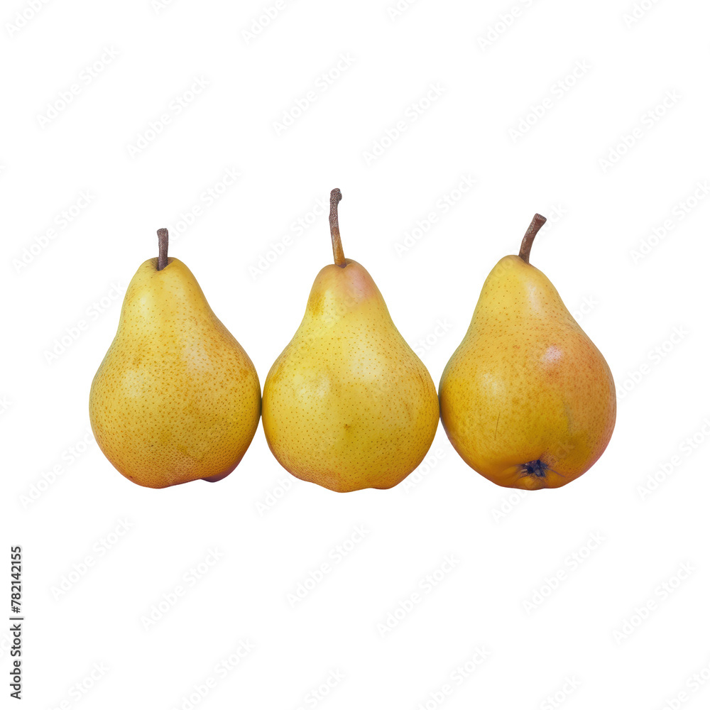 Three pears arranged in a line on a Transparent Background Three pears arranged in a line on a Transparent Background