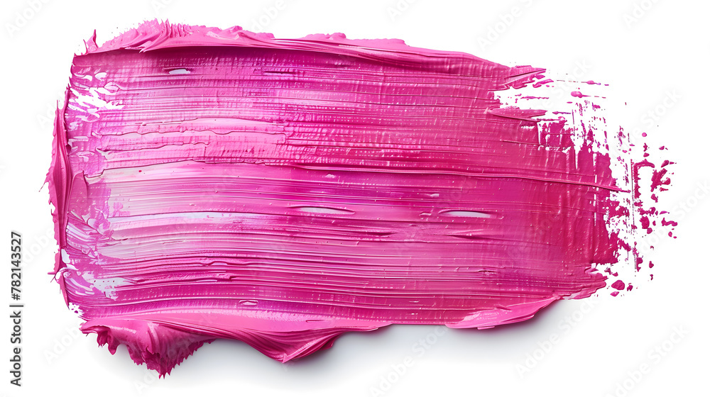 Pink stroke of paint texture isolated on white background