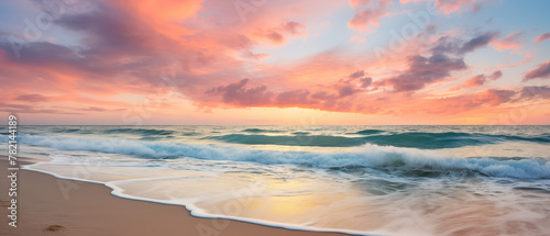 Serene Beach Sunset with Vibrant Skies and Gentle Waves © heroimage.io