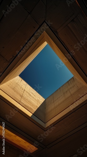 natural light floods through geometric ceiling architecture in modern interior design